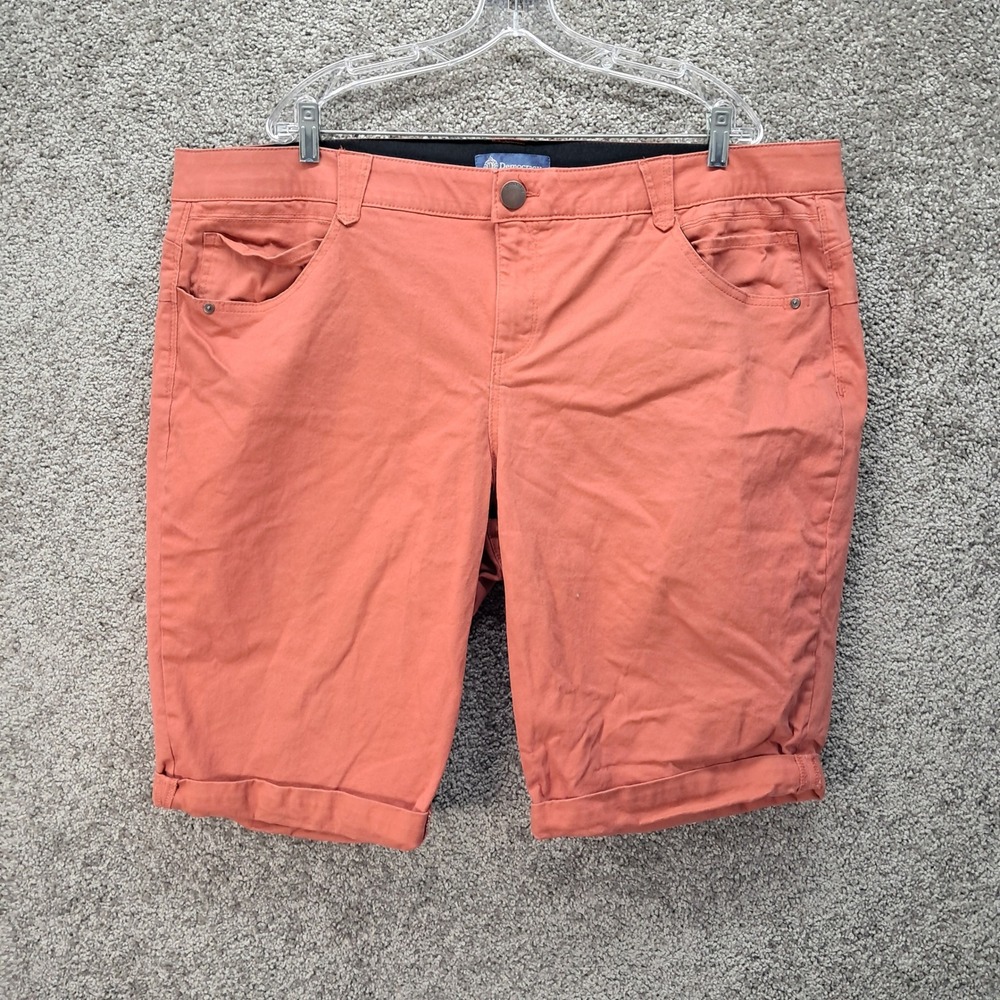 Democracy Ab solution Cuffed Shorts Coral Orange Plus Size 24W BH8101PX2
